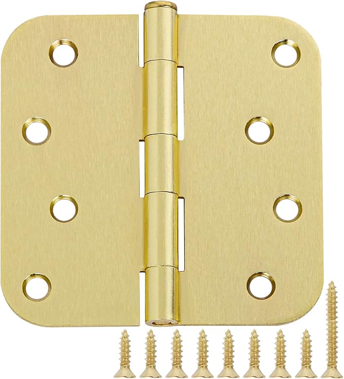 12 Pack 4"x 4 Inch Door Hinges Brass Hardware Gold Exterior Door Hinge 8 Holes by TDCHINGES
