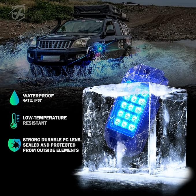 Xprite Bluetooth RGB LED Rock Lights Kit, Motorcycles, Boats - Image 3