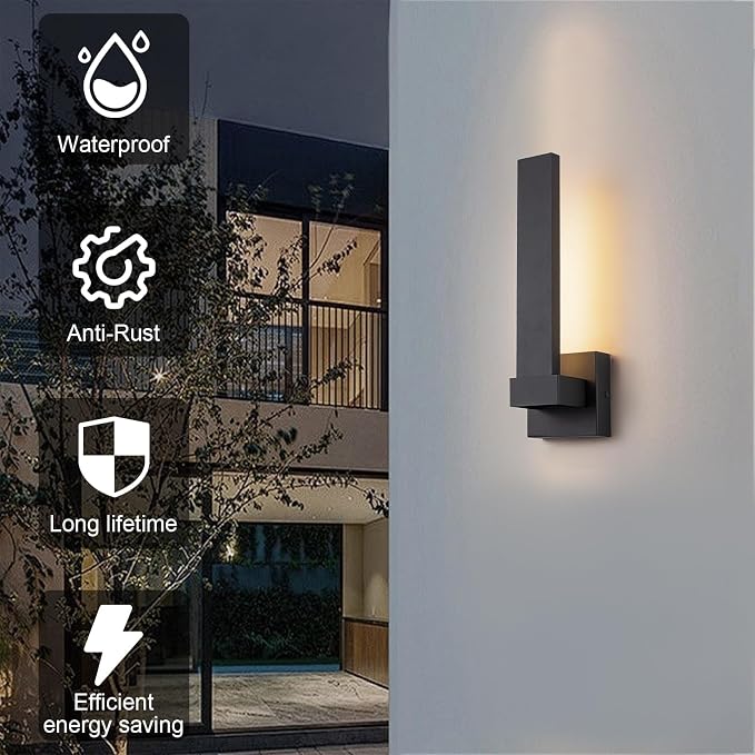 Modern Outdoor Wall Lights 15.5" LED Exterior Lighting Fixtures Patio Wall - Image 3