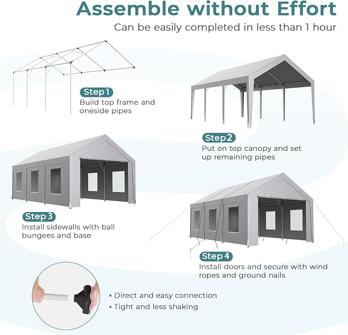Carport 12x20 ft Heavy Duty, Car Port - Image 5