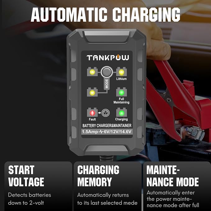 1.5-Amp Smart Car Battery Charger, 6V and 12V Automotive Battery Charger - Image 5