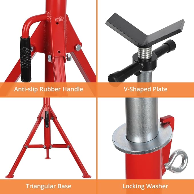 V-Head Pipe Jack Stand, 2500 Lbs Heavy-Duty Steel Pipe Stand - Image 4
