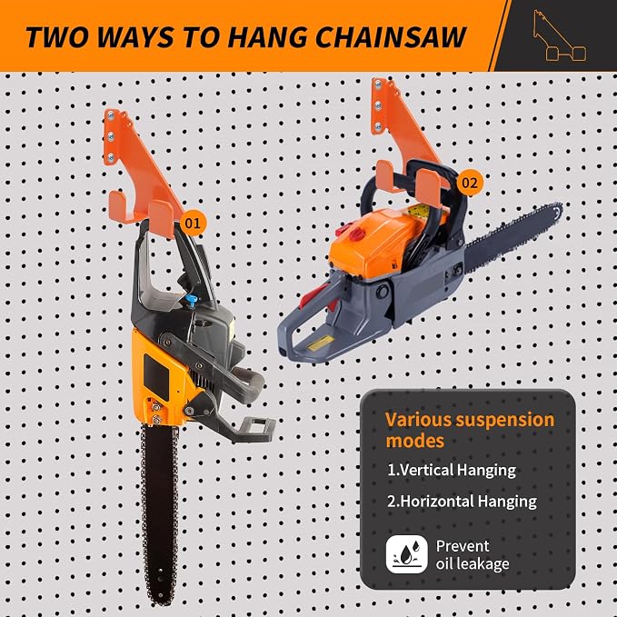 Chainsaw Hanger, 180LB Wall Mount Chainsaw Holder, Heavy Duty Chainsaw Storage - Image 3