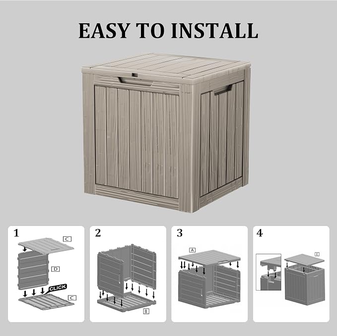35 Gallon Lockable Resin Deck Box, Waterproof & UV-Resistant Outdoor Storage Box - Image 6