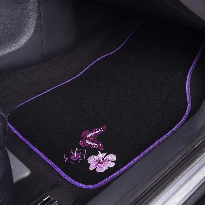 CAR PASS Embroidery Butterfly and Flower Car Floor Mats, Universal Fit 95% - Image 6