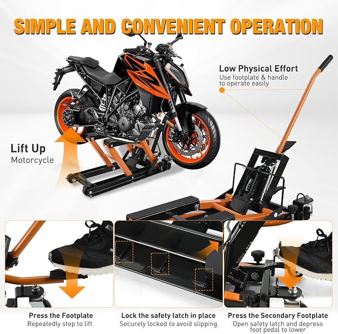 Nilight Motorcycle Lift Jack 1500 LBS Hydraulic Lifts ATV Scissor Jacks - Image 3