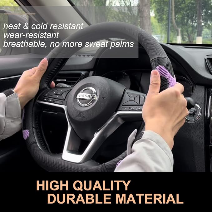 PINCTROT D Shaped Comfy Grip Steering Wheel Cover, Anti-Slip Design, Flat - Image 3
