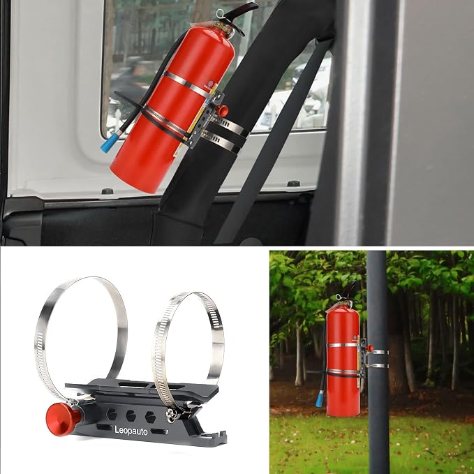Vehicle Fire Extinguisher Mount Bracket, Aluminum Adjustable Quick Release Roll - Image 4
