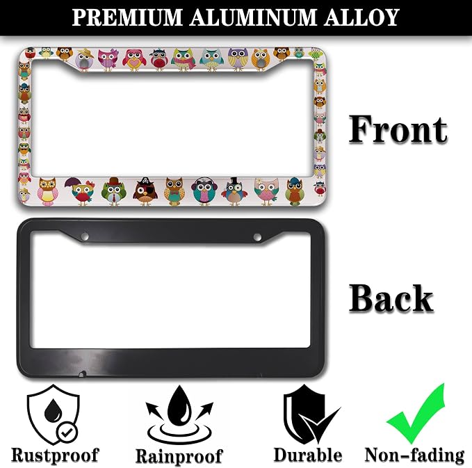 License Plate Frames for Women Multicolor License Plate Frame for Men Cute Owl - Image 3