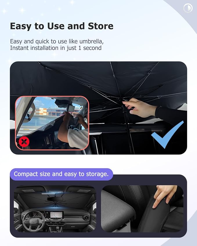2025 Upgrade Car Windshield Sun Shade Windshield Sunshade Umbrella Protect Car - Image 8
