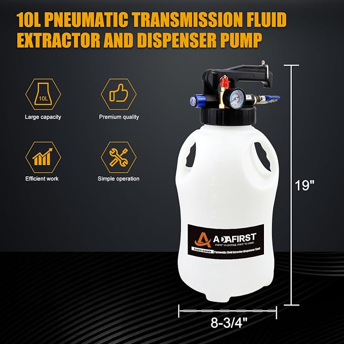 Transmission Fluid Transfer Pump Kit, 10L Pneumatic Fluid Extractor and - Image 2