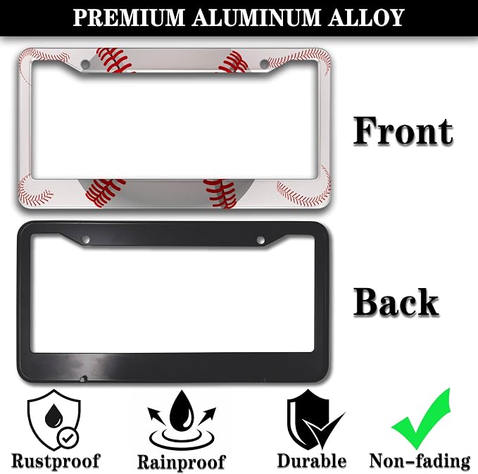License Plate Frames for Men Red and White License Plate Cover for Women - Image 3
