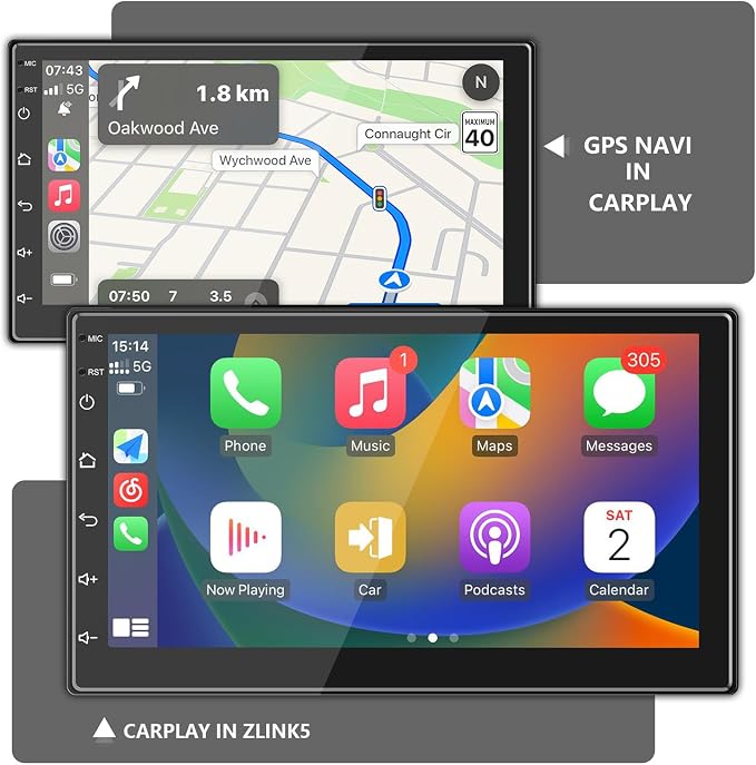 Double Din Car Radio Support Wireless CarPlay & Wireless Android Auto, 7 Inch - Image 2