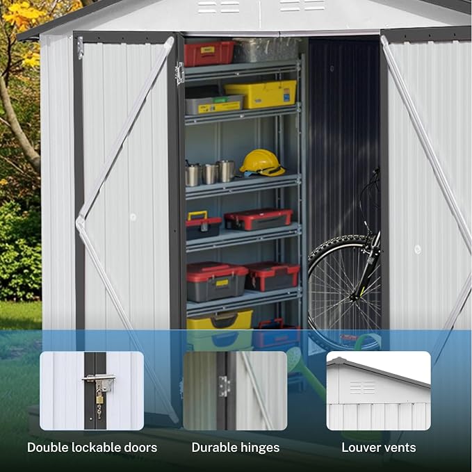 10 x 12 FT Outdoor Storage Shed, Metal Garden Tool Shed - Image 3