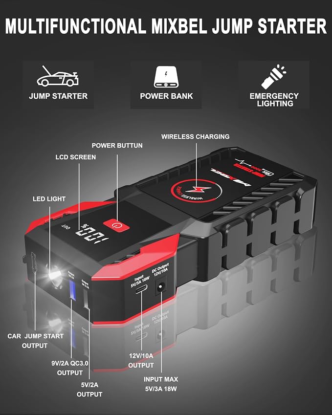 Jump Starter 3000A Peak 12V Portable Car Battery Jump Starter 24000mAh Jump Box - Image 5