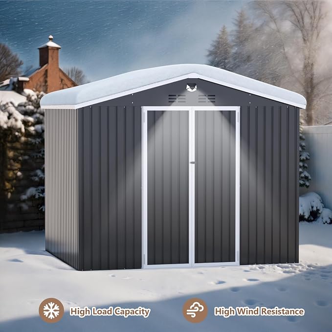 10x8 FT Outdoor Storage Shed, Metal Garden Shed - Image 5