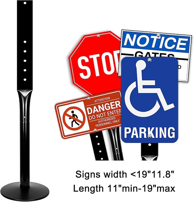 Parking Sign Post 48" Heavy Duty Cast Iron Parking Signs Stand, Movable Sign - Image 2