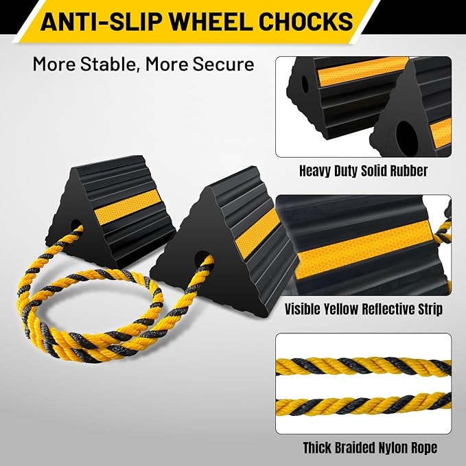 ROBLOCK Rubber Wheel Chocks for RV Trailer Camper Truck Car Aircraft Boat - Image 3