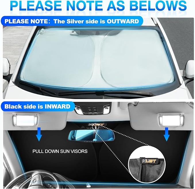 KUST Windshield Sun Shade for 2024 2025 2026 Ford Transit 350 Custom Fit - Image 3