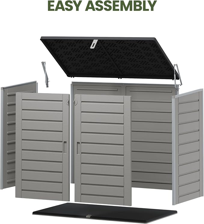 Outdoor Trash Can Storage Shed 4.6 x 4.1 FT, 304 Gallon Resin Shed - Image 6