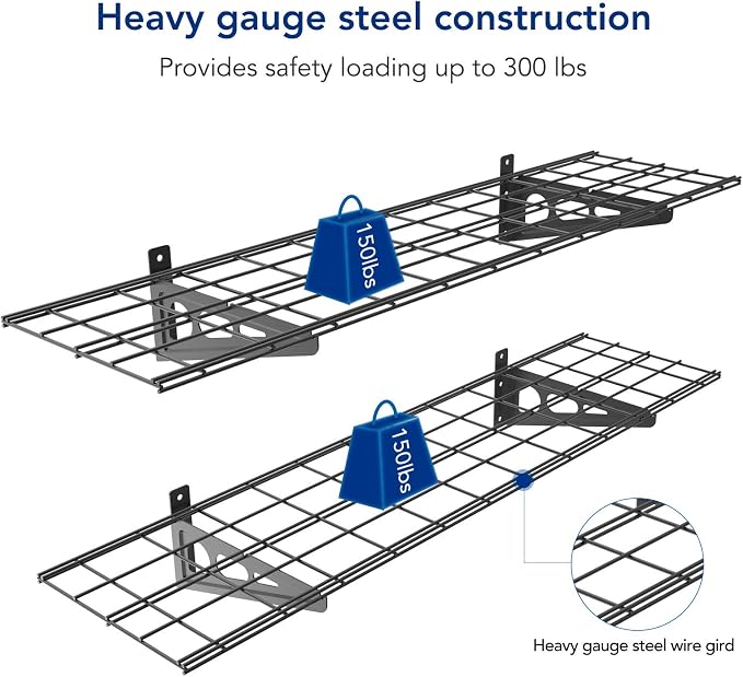 FLEXIMOUNTS 2-Pack 1x4ft 12-inch-by-48-inch Wall Shelf Garage Storage Rack Wall - Image 3