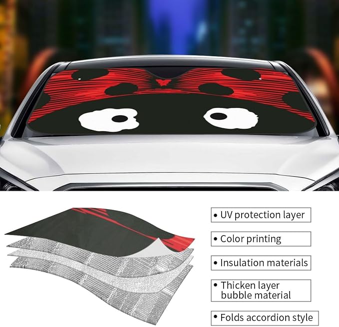 Cute Coccinellidae Car Sun Shade Windshield Sunshade Foldable Front Window - Image 4