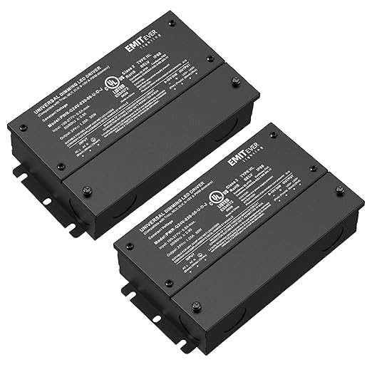 EMITEVER Dimmable Led Driver, 2 Packs 30W AC 110V-277V to DC 24V Transformer by EMITEVER