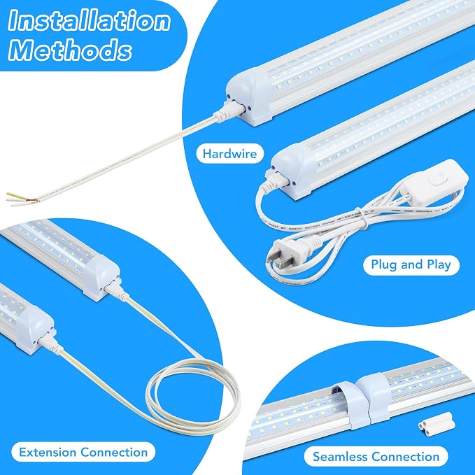 T8 LED Shop Lights 4FT Garage Light, 6 Pack 60W 9600LM 6000K Daylight Work - Image 3