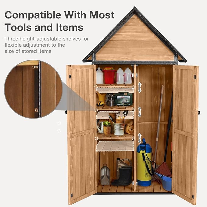 Outdoor Storage Shed with Floor and Waterproof Roof - Image 5