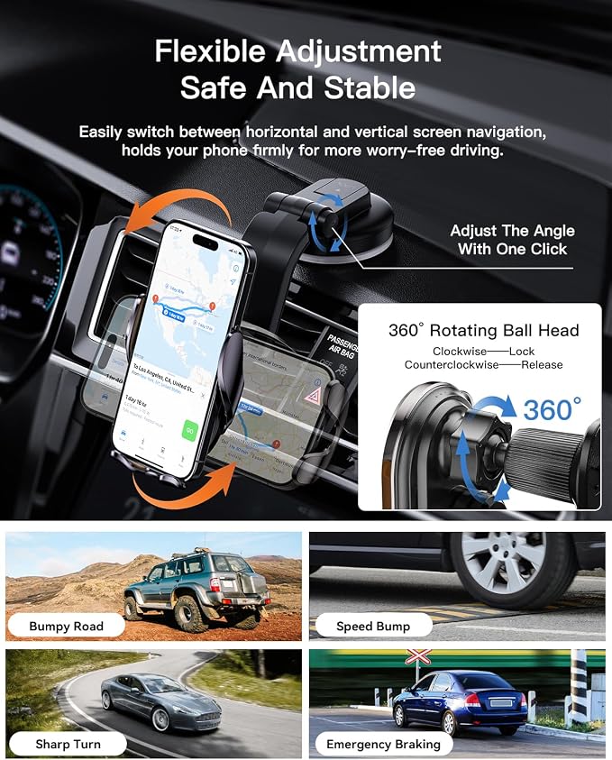 Wireless Car Charger, ESSAGER 15W Fast Charging Car Phone Holder Mount Auto - Image 5