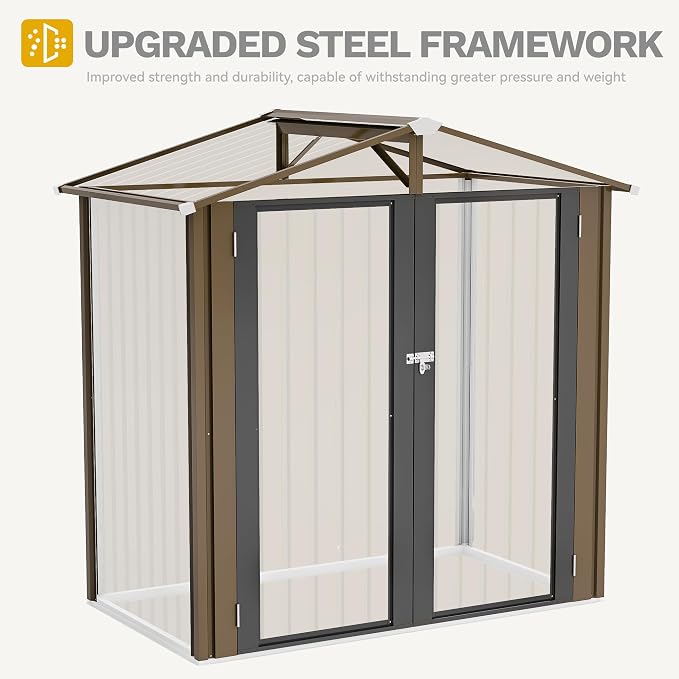 DWVO 6x4ft Storage Shed for Outdoors, Metal Sturdy Weatherproof Tool Locker - Image 4