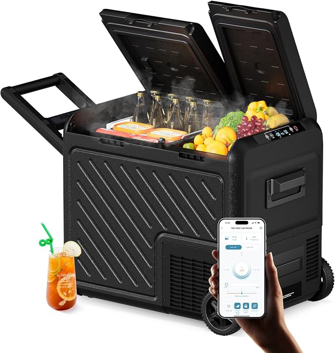 WOLFBOX 12V Car Refrigerator, 48 Quart Dual Zone Car Fridge, Portable Freezer by WOLFBOX