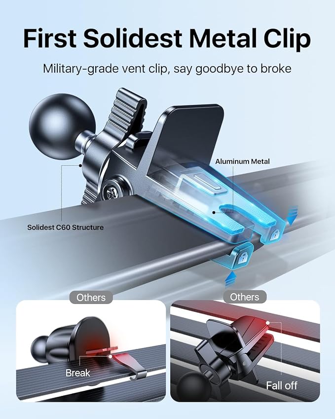andobil Magnetic Phone Holder for Car Vent Suitable for iPhone 16/15/14 Grey - Image 3