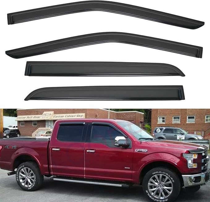 4pcs Front+Rear Smoke Tint Sun/Rain Guard Outside Mount Tape-On Vent Window by LQQDP