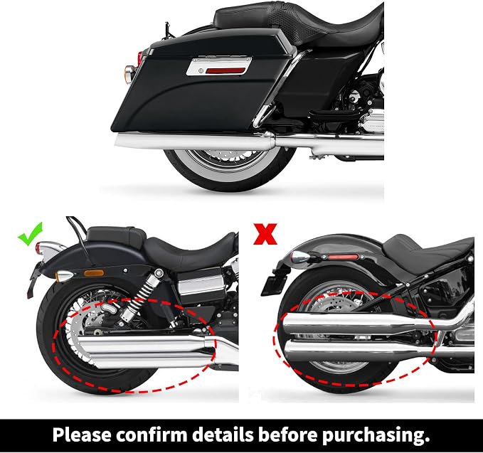 XFMT Motorcycle Saddlebags Vivid Black Hard Saddle Bags Trunk W/Black Latches - Image 7