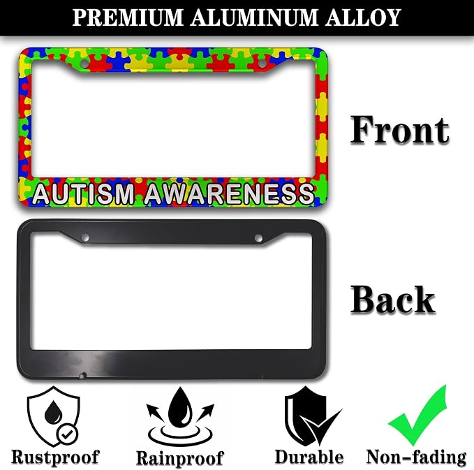Custom License Plate Frame Multicolor License Plate Frames Autism Awareness - Image 3