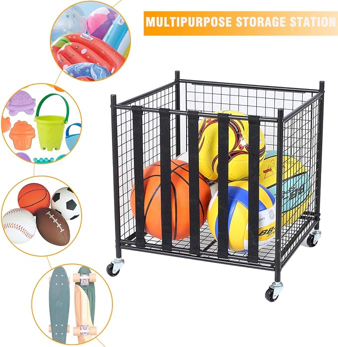 Snail Garage Sports Equipment Storage Organizer Sports Ball Storage Rolling Cart - Image 7