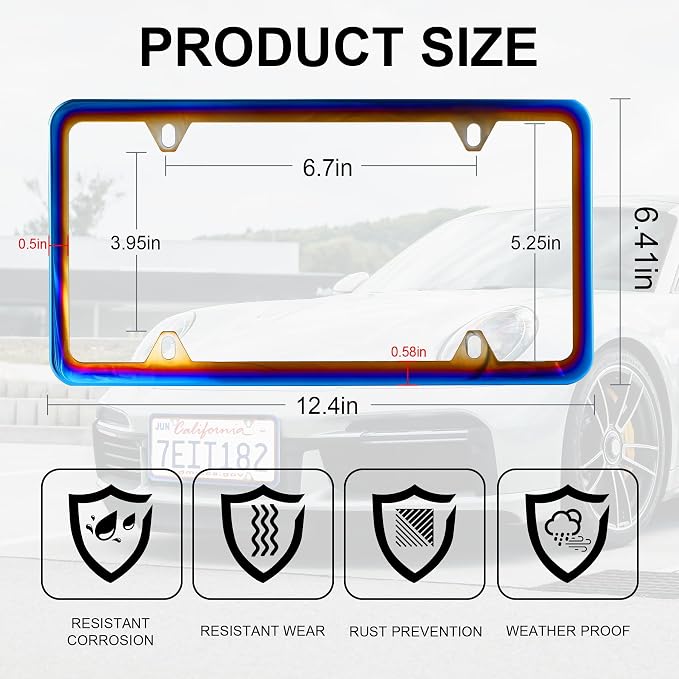 LivTee 4 Holes Stainless Steel License Plate Frames, Automotive Exterior - Image 3