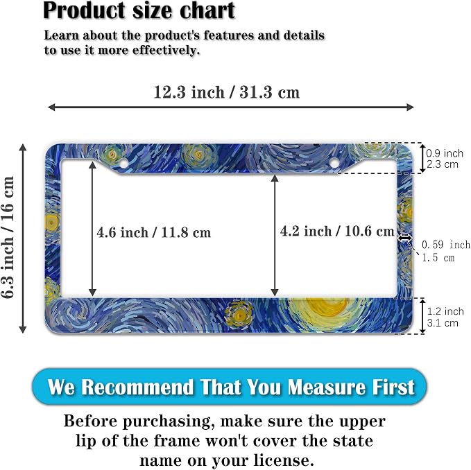 License Plate Bracket Multicolor License Plate Frames Starry Night by Aluminum - Image 2