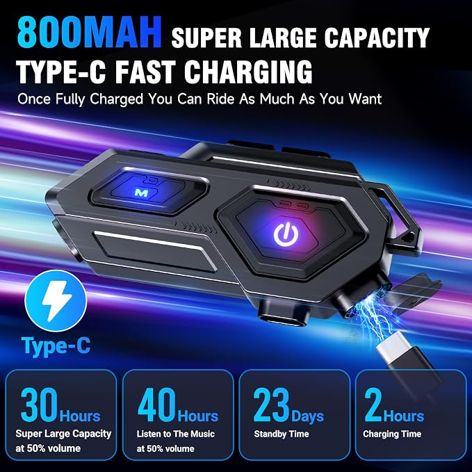 Motorcycle Bluetooth Headset, C8 Helmet Bluetooth Headset - Image 3