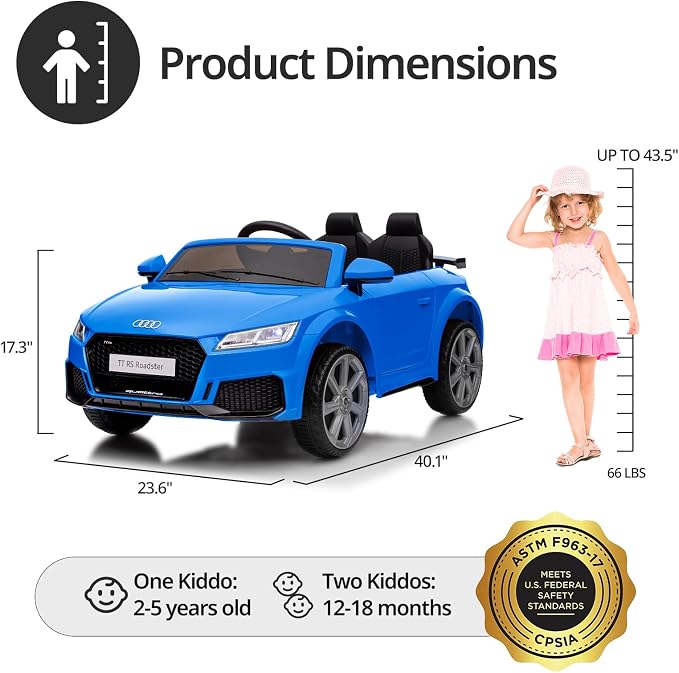 Electric Ride on Car for Kids, Licensed Audi 12V 7Ah Kids Ride-on Toy for - Image 7
