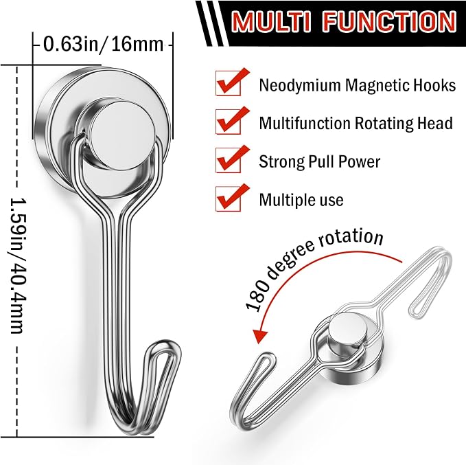 FINDMAG Magnetic Hooks, 30lbs+ Strong Magnetic Hooks - Image 2