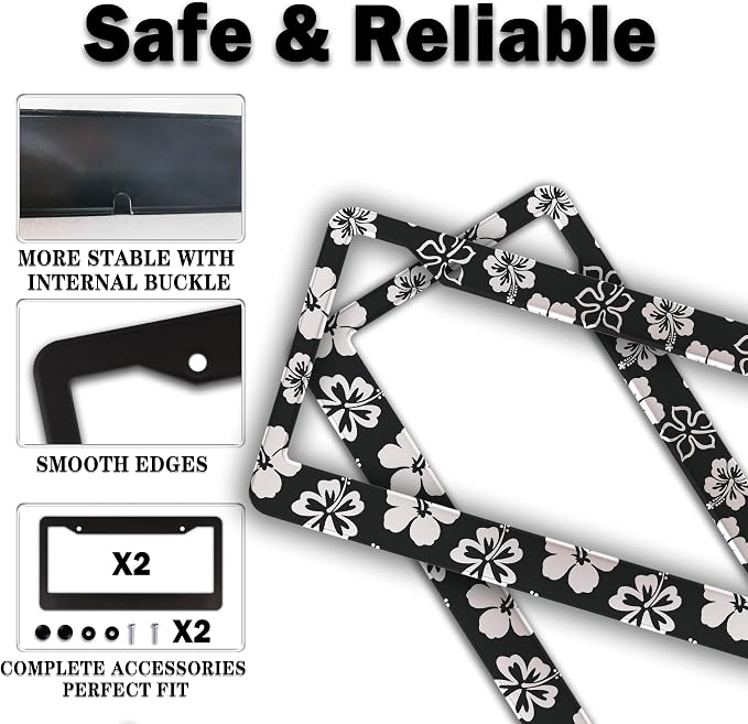 Automotive Exterior Accessories Black and White License Plate Frames Beautiful - Image 4