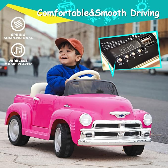 Joywhale 12V Kids Ride on Car Licensed Chevrolet 3100 Pickup Battery Powered - Image 4