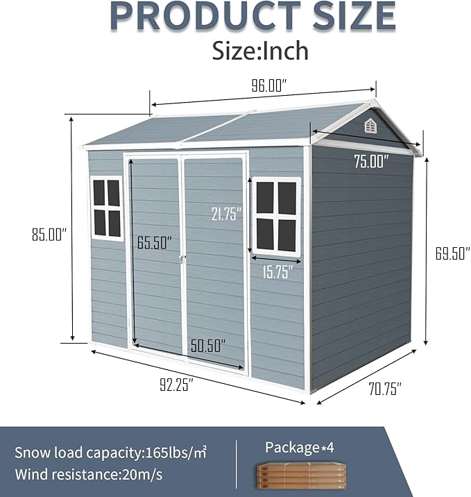 8x6 FT Outdoor Storage Resin Shed - Image 7