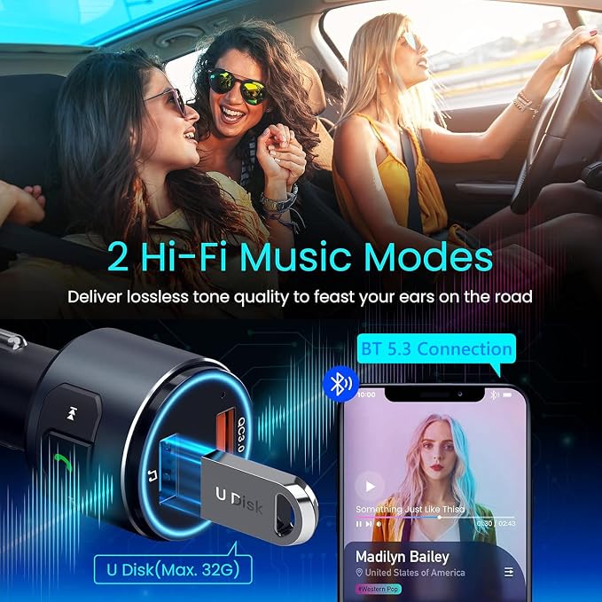 Upgraded V5.3 FM Bluetooth Transmitter, Siri Google Assistant - Image 7