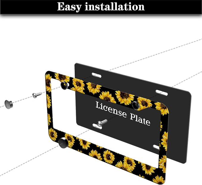 License Plate Frames Black Yellow Fun License Plate Frame Cover Aloha Hawaii - Image 7