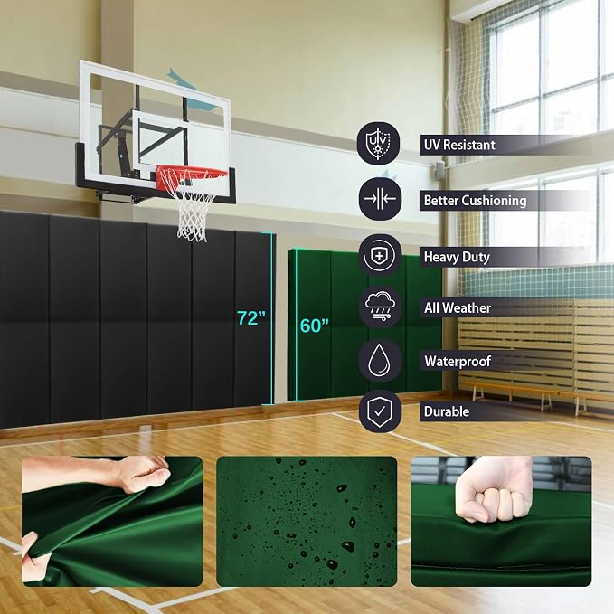 PROGOAL 60"/72" High Gym Wall Padding 2"/4" Thick Foam Basketball Court Wall - Image 4
