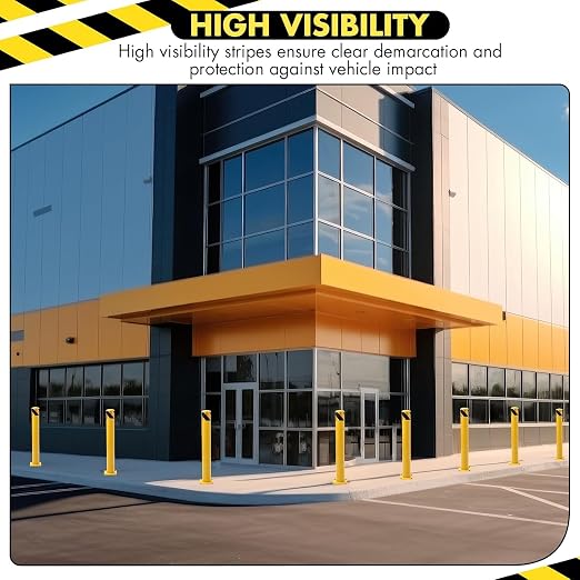 4 Pack Safety Bollard Post, 48 Inch Height 4.5 Inch Diameter Yellow Pipe Safety - Image 5