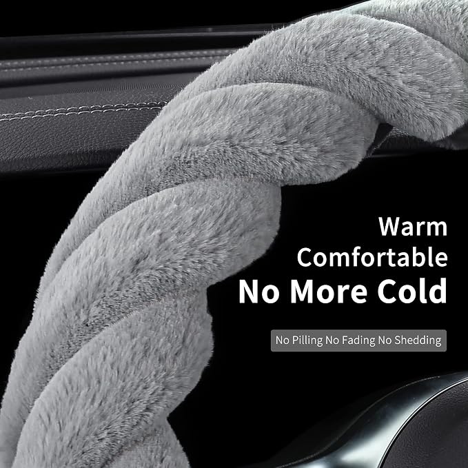 Luxury Fluffy Winter Car Steering Wheel Cover - Image 4